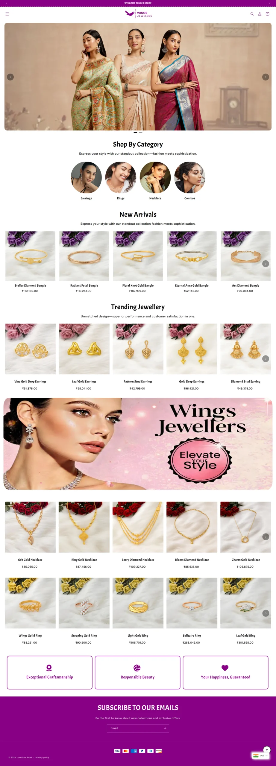 Online earing shopping website built with Shopify